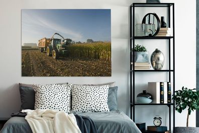 Leinwandbilder - 120x90 cm - Traktor - Anhänger - Mais (Gr. 120x90 cm)