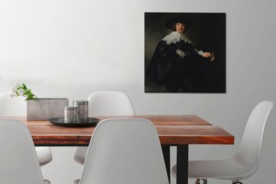 Leinwandbilder - 50x50 cm - Heiratsporträt von Marten Soolmans - Gemälde von Rembrand