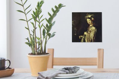 Leinwandbilder - 20x20 cm - Saskia als Flora - Gemälde von Rembrandt van Rijn