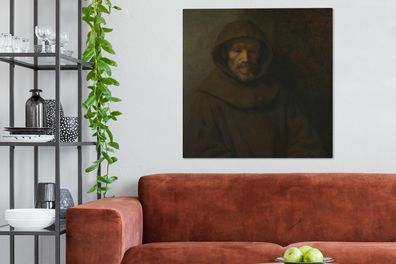 Leinwandbilder - 90x90 cm - Der Franziskanermönch - Gemälde von Rembrandt van Rijn
