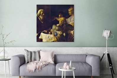 Leinwandbilder - 90x90 cm - Abraham und die Engel - Gemälde von Rembrandt van Rijn