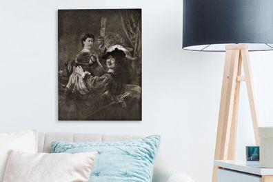 Leinwandbilder - 30x40 cm - Rembrandt und Saskia in Schwarz und Weiß - Rembrandt van