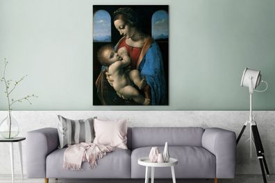 Leinwandbilder - 90x120 cm - Die Jungfrau Maria - Leonardo da Vinci (Gr. 90x120 cm)