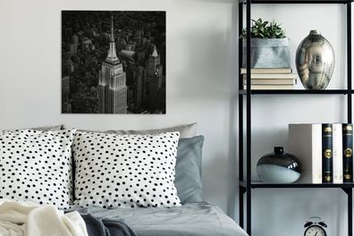 Leinwandbilder - 50x50 cm - Luftaufnahme des Empire State Building - schwarz und weiß