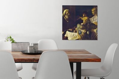 Leinwandbilder - 50x50 cm - Abraham und die Engel - Gemälde von Rembrandt van Rijn