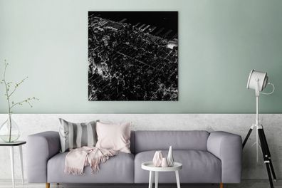 Leinwandbilder - 90x90 cm - Luftaufnahme von Manhattan - schwarz und weiß