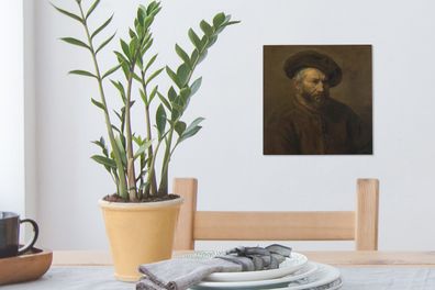 Leinwandbilder - 20x20 cm - Selbstporträt - Gemälde von Rembrandt van Rijn