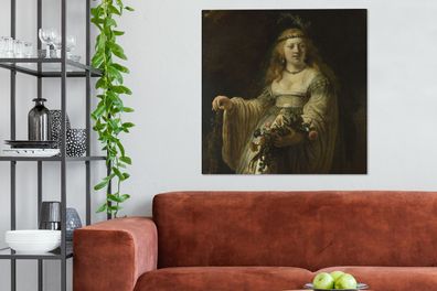 Leinwandbilder - 90x90 cm - Saskia von Uylenburgh als Flora - Gemälde von Rembrandt v