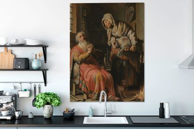 Leinwandbilder - 90x120 cm - Tobit und Anna mit der Ziege - Rembrandt van Rijn