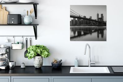Leinwandbilder - 50x50 cm - Manhattan vom Wasser aus - schwarz und weiß