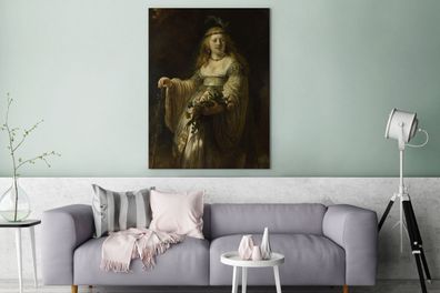 Leinwandbilder - 90x120 cm - Saskia von Uylenburgh als Flora - Rembrandt van Rijn