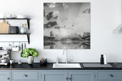 Leinwandbilder - 90x90 cm - Sonnenstrahlen in New York - schwarz und weiß