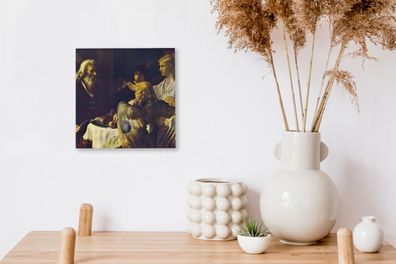Leinwandbilder - 20x20 cm - Abraham und die Engel - Gemälde von Rembrandt van Rijn