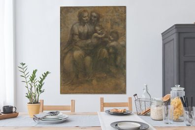 Leinwandbilder - 90x120 cm - Maria mit Kind und Heilige Anna - Leonardo da Vinci