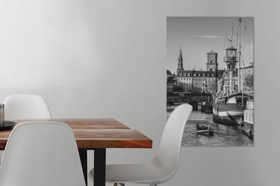 Leinwandbilder - 40x60 cm - Dänemark - Schwarz - Weiß - Boot (Gr. 40x60 cm)