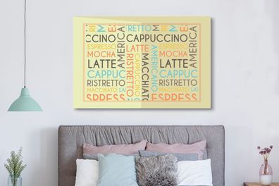 Leinwandbilder - 150x100 cm - "Espresso, Latte, Cappuccino" - Kaffee - Sprichwörter -