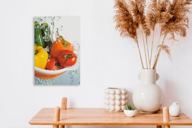 Leinwandbilder - 20x30 cm - Gemüse - Wasser - Sieb (Gr. 20x30 cm)