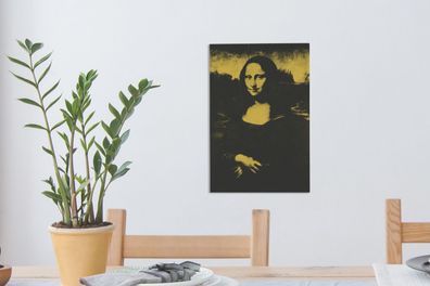 Leinwandbilder - 20x30 cm - Mona Lisa - Leonardo da Vinci - Gelb - Schwarz