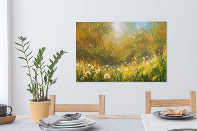 Leinwandbilder - 90x60 cm - Blumen - Sommer - Aquarell (Gr. 90x60 cm)