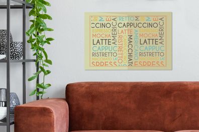 Leinwandbilder - 60x40 cm - "Espresso, Latte, Cappuccino" - Kaffee - Sprichwörter - Z