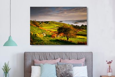 Leinwandbilder - 150x100 cm - Sonnenuntergang in Irland (Gr. 150x100 cm)