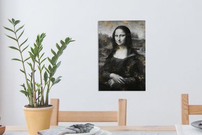 Leinwandbilder - 20x30 cm - Mona Lisa - Leonardo da Vinci - Schwarz - Weiß