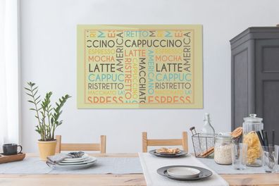 Leinwandbilder - 120x80 cm - "Espresso, Latte, Cappuccino" - Kaffee - Sprichwörter -