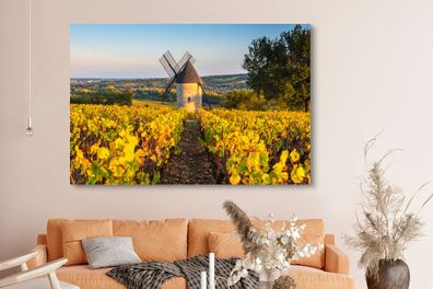 Leinwandbilder - 150x100 cm - Frankreich - Windmühle - Weinberg (Gr. 150x100 cm)