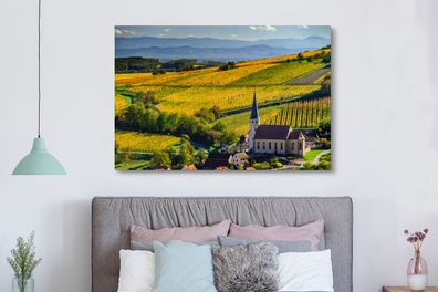 Leinwandbilder - 150x100 cm - Frankreich - Weinberg - Dorf (Gr. 150x100 cm)