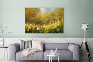Leinwandbilder - 140x90 cm - Blumen - Sommer - Aquarell (Gr. 140x90 cm)