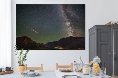 Leinwandbilder - 150x100 cm - Eine Sternschnuppe und die Milchstraße über China