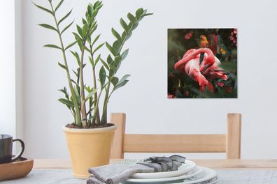 Leinwandbilder - 20x20 cm - Flamingo - Tiere - Dschungel (Gr. 20x20 cm)