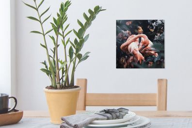 Leinwandbilder - 20x20 cm - Pflanzen - Flamingo - Dschungel (Gr. 20x20 cm)