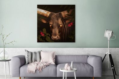 Leinwandbilder - 90x90 cm - Tiere - Kuh - Dschungel (Gr. 90x90 cm)