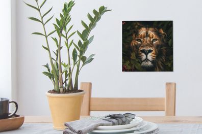 Leinwandbilder - 20x20 cm - Löwe - Tiere - Dschungel (Gr. 20x20 cm)
