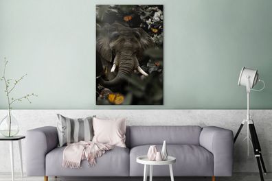 Leinwandbilder - 90x140 cm - Elefant - Schmetterling - Dschungel (Gr. 90x140 cm)