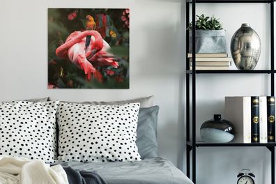 Leinwandbilder - 50x50 cm - Flamingo - Tiere - Dschungel (Gr. 50x50 cm)