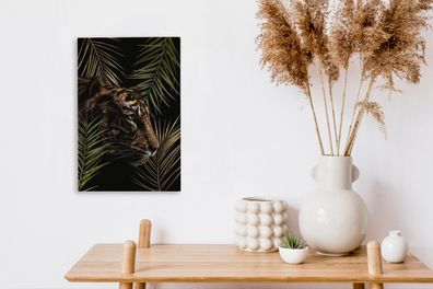 Leinwandbilder - 20x30 cm - Tiger - Pflanzen - Palme (Gr. 20x30 cm)
