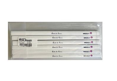 6x MEGA Bleistift eckig 24 cm weiß