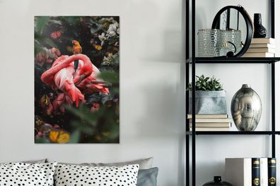 Leinwandbilder - 40x60 cm - Flamingo - Vogel - Dschungel (Gr. 40x60 cm)