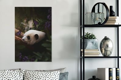 Leinwandbilder - 40x60 cm - Panda - Dschungel - Schmetterling - Lila (Gr. 40x60 cm)