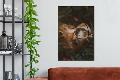 Leinwandbilder - 40x60 cm - Affe - Dschungel - Spiegel - Schmetterling (Gr. 40x60 cm)