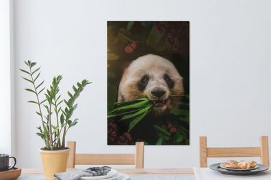 Leinwandbilder - 40x60 cm - Panda - Schmetterling - Dschungel (Gr. 40x60 cm)