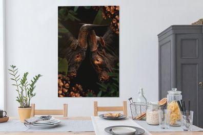 Leinwandbilder - 90x140 cm - Dschungel - Blumen - Kuh - Pflanzen (Gr. 90x140 cm)