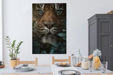 Leinwandbilder - 90x140 cm - Tiger - Pflanzen - Dschungel (Gr. 90x140 cm)