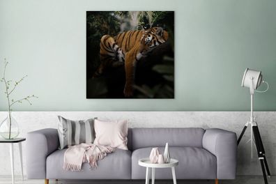 Leinwandbilder - 90x90 cm - Tiere - Tiger - Dschungel (Gr. 90x90 cm)