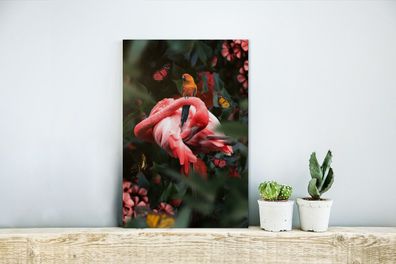 Glasbilder - 20x30 cm - Dschungel - Flamingo - Vogel - Pflanzen (Gr. 20x30 cm)