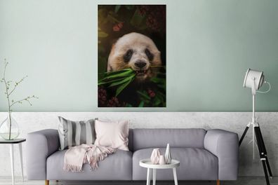 Glasbilder - 80x120 cm - Panda - Schmetterling - Dschungel (Gr. 80x120 cm)