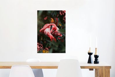 Glasbilder - 40x60 cm - Dschungel - Flamingo - Vogel - Pflanzen (Gr. 40x60 cm)