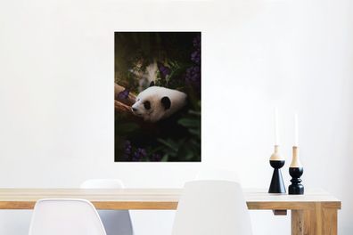 Glasbilder - 60x90 cm - Panda - Dschungel - Schmetterling - Lila (Gr. 60x90 cm)